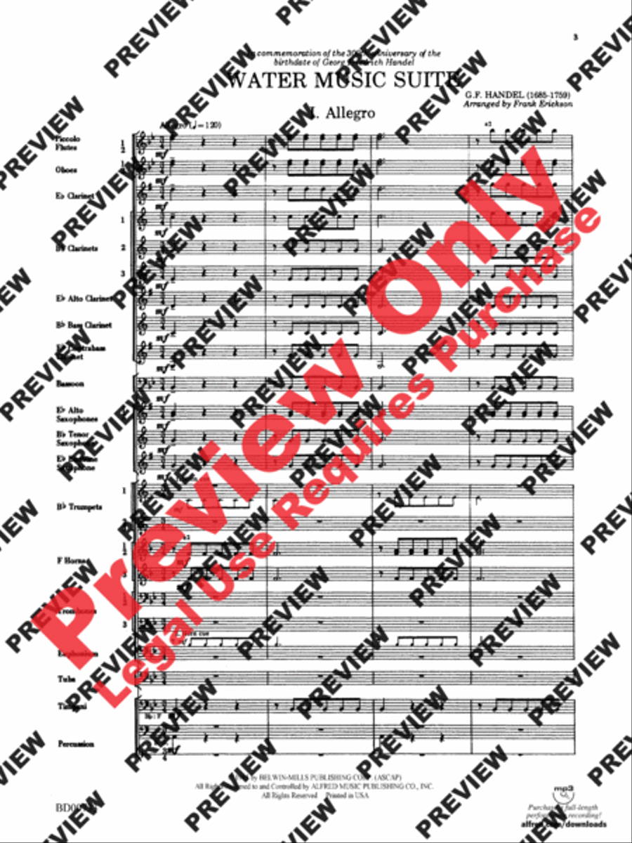 Water Music Suite Concert Band scores gallery preview page 3