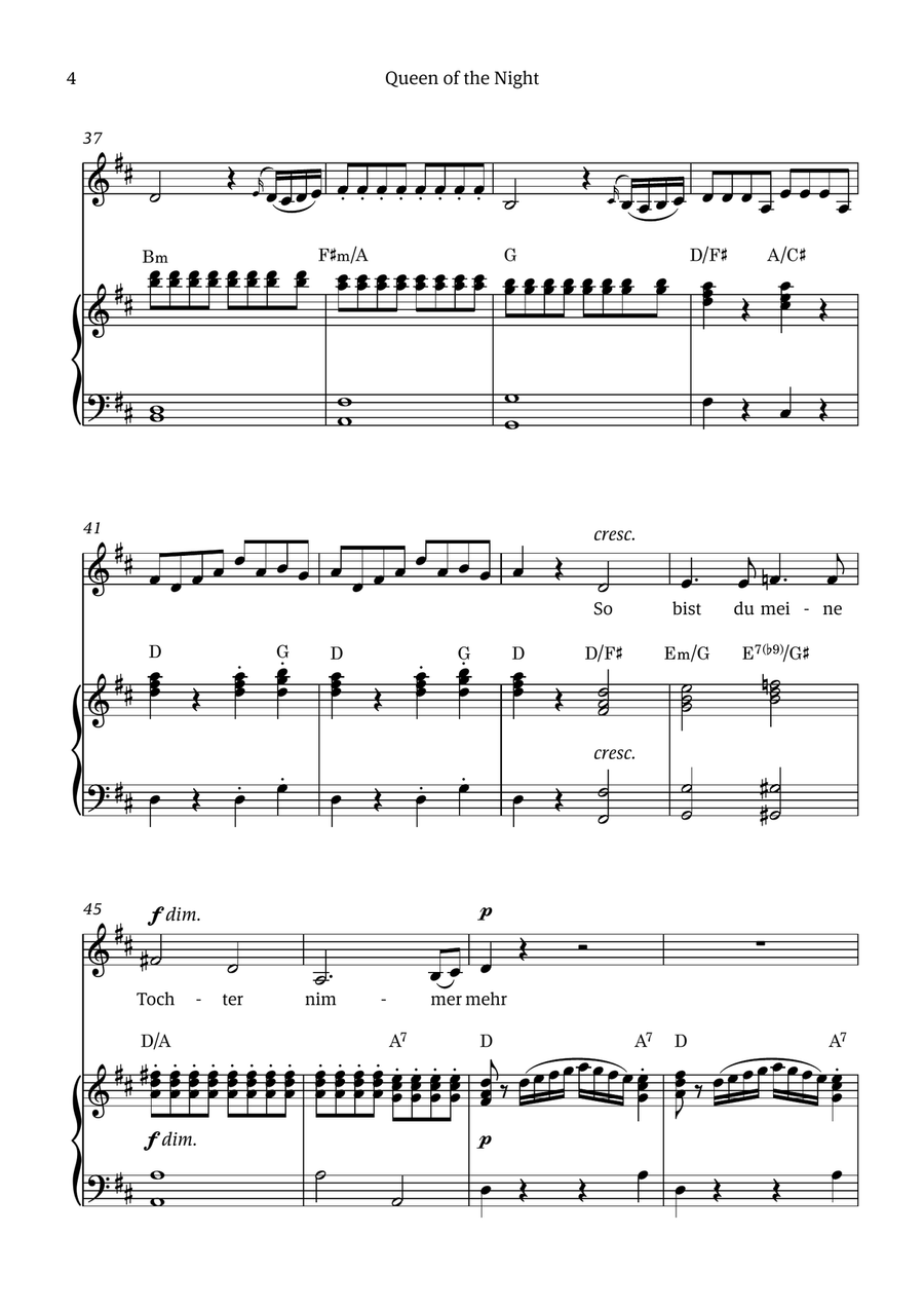Queen of the Night (aria) - for ALTO in B minor (with chords) Chamber Music scores gallery preview page 4