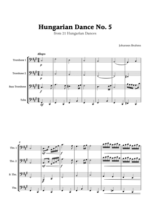 Hungarian Dance No. 5 by Brahms for Low Brass Ensemble Quartet