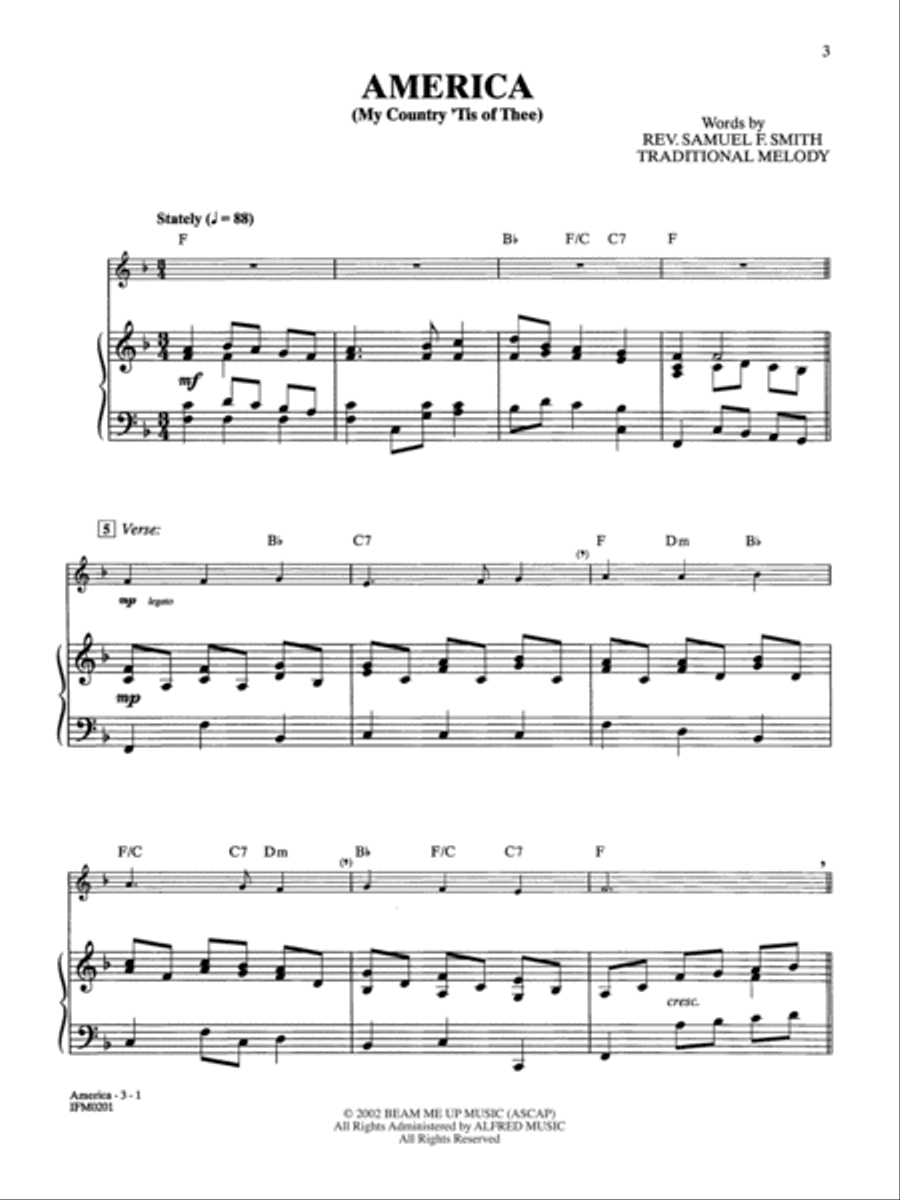 Patriotic Instrument Solos - Piano Accompaniment Piano Accompaniment scores gallery preview page 3