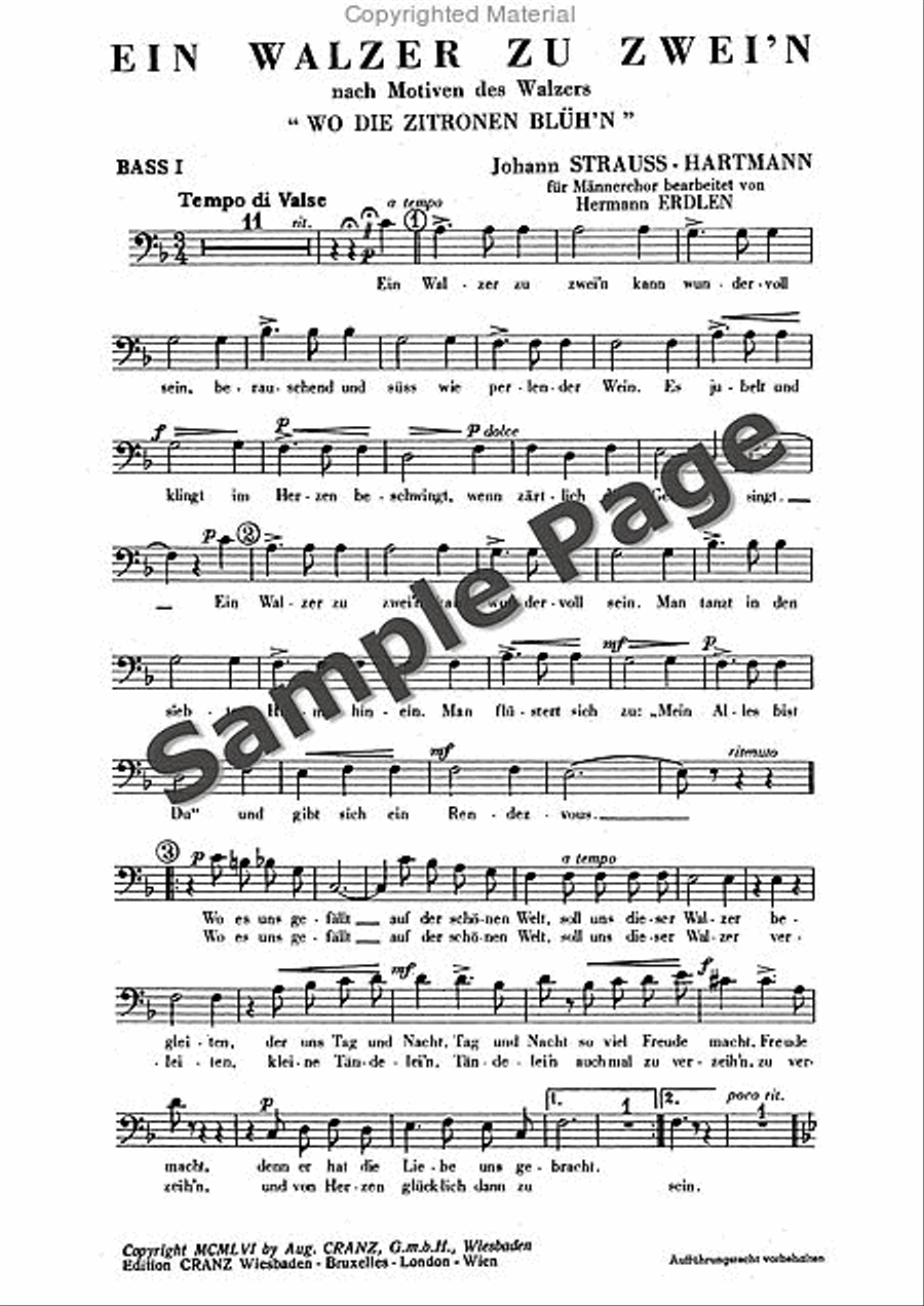 Strauss J Ein Walzer Zu Zwein TTBB scores gallery preview page 2
