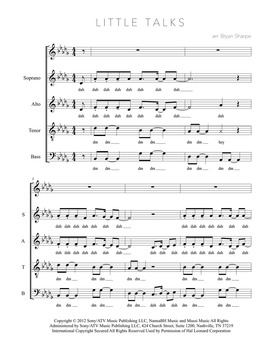 Little Talks 4-Part scores gallery preview page 1