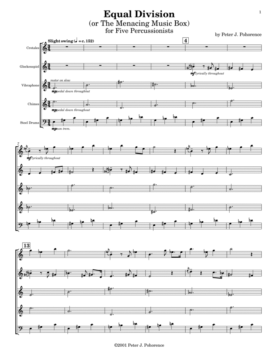 Equal Division (or The Menacing Music Box) Chamber Music scores gallery preview page 1