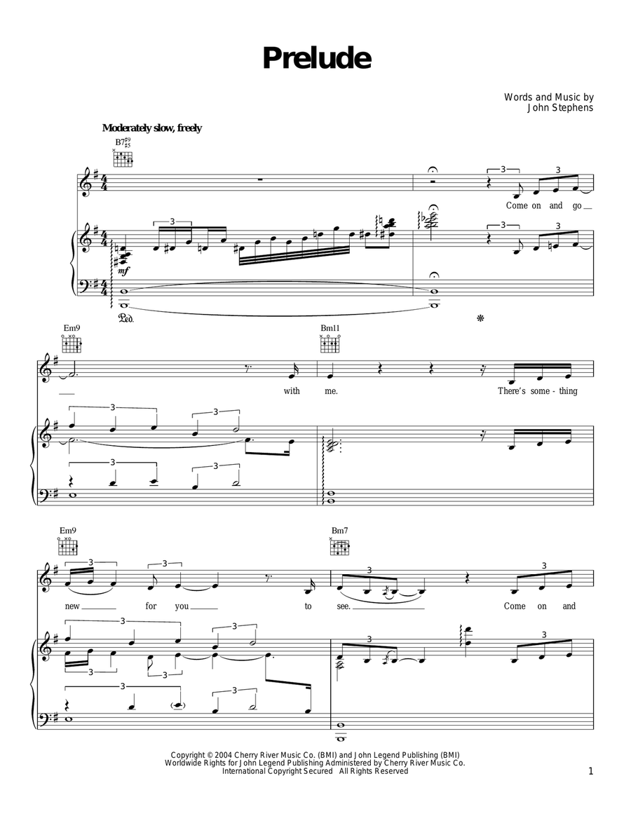 Prelude Prelude Piano, Vocal, Guitar scores gallery preview page 1
