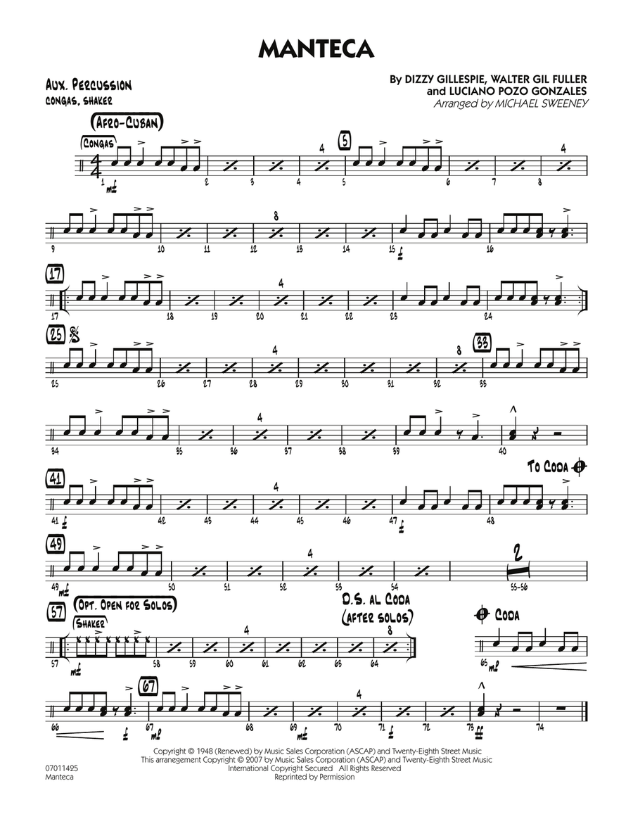 Manteca - Aux Percussion Manteca - Aux Percussion Jazz Ensemble scores gallery preview page 1