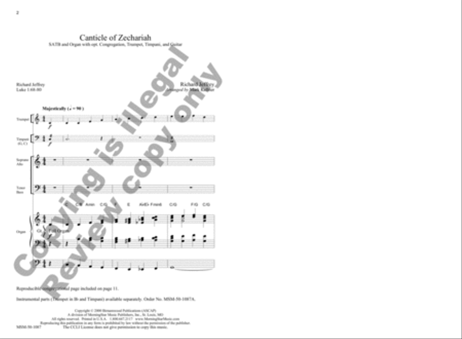 Canticle of Zechariah Canticle of Zechariah 4-Part scores gallery preview page 2