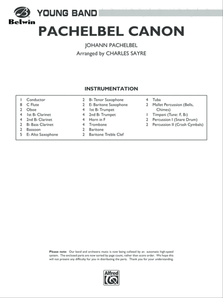 Pachelbel Canon: Score Concert Band scores gallery preview page 1