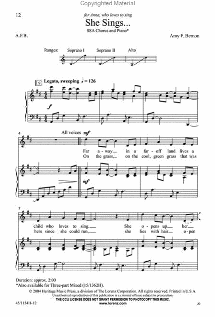 Singable Solutions for SSA Choirs SSA scores gallery preview page 11