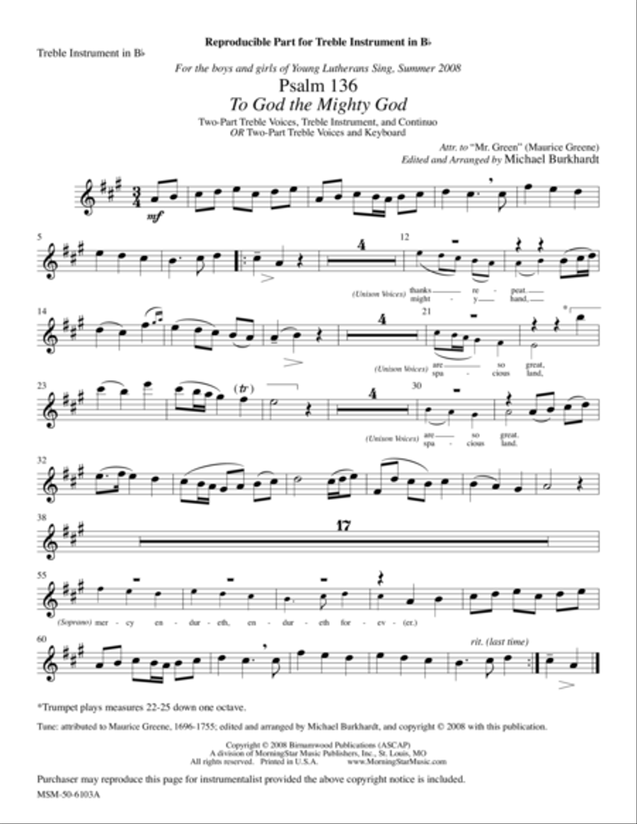 Psalm 136 Choir scores gallery preview page 1