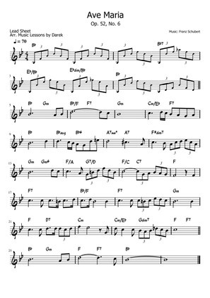 Ave Maria (LEAD SHEET) Op. 52, No. 6 [Franz Schubert]