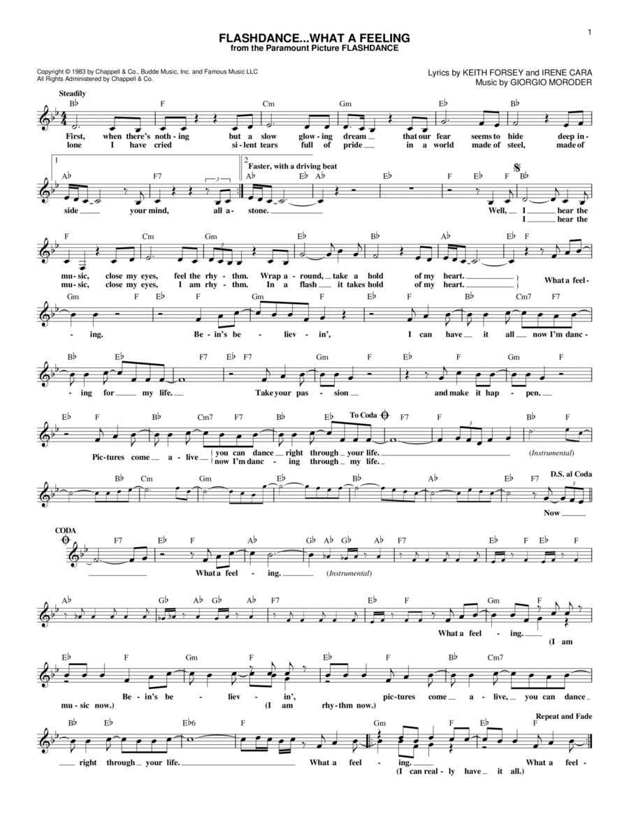 Flashdance...What A Feeling Piano scores gallery preview page 1