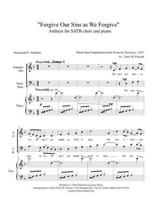 "Forgive Our Sins as We Forgive", SATB, piano