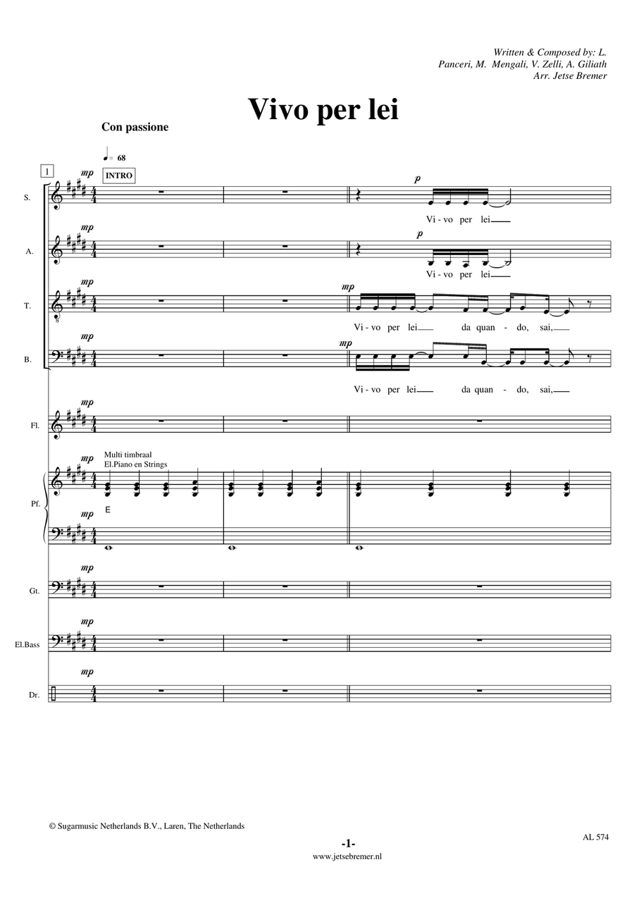 Vivo Per Lei Vivo Per Lei 4-Part scores gallery preview page 1
