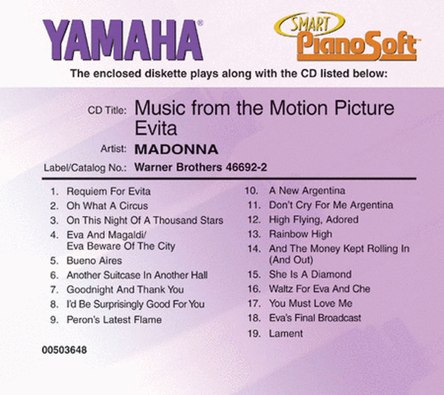 Madonna - Music from the Motion Picture Evita - Piano Software