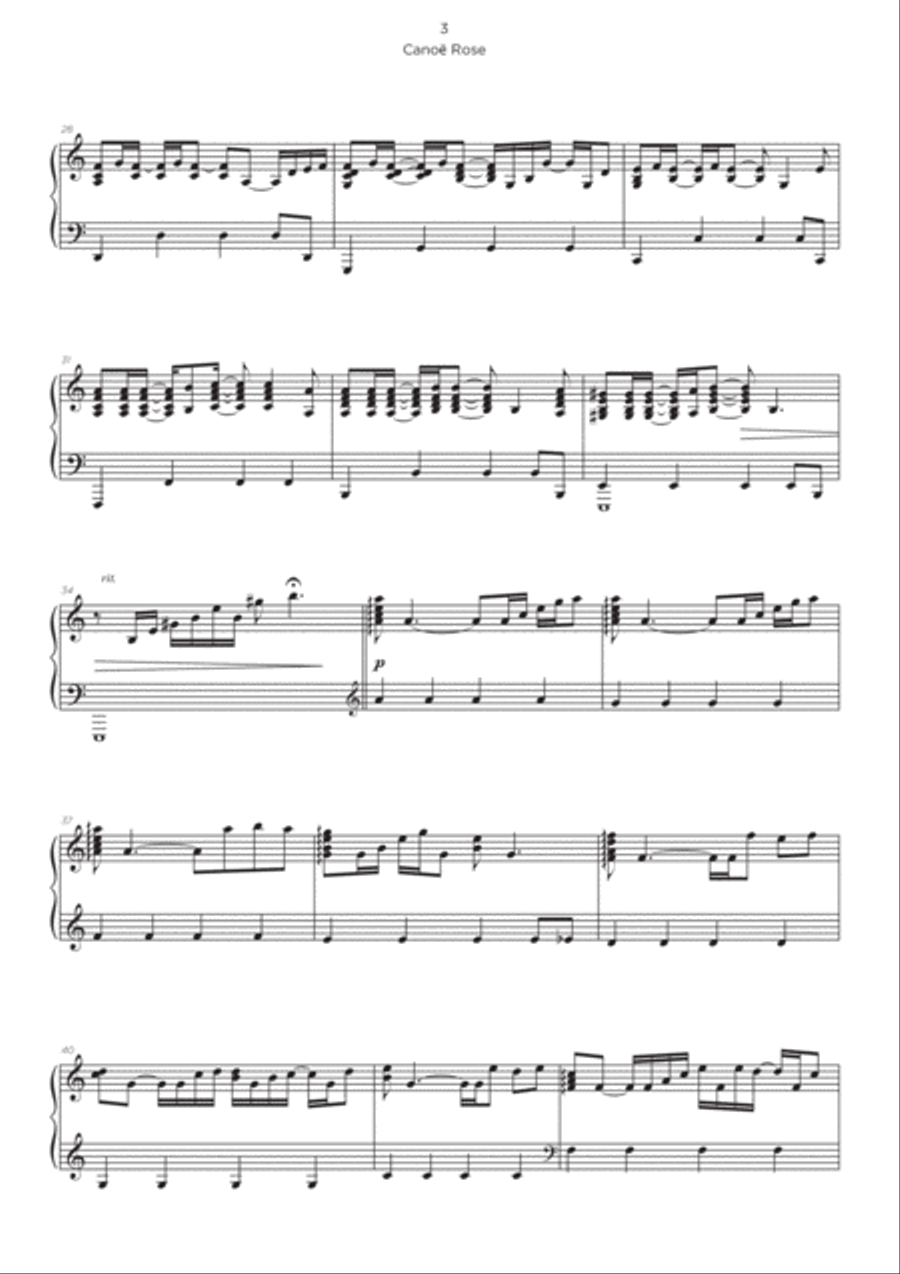 Canoë Rose Canoë Rose Piano Solo scores gallery preview page 3