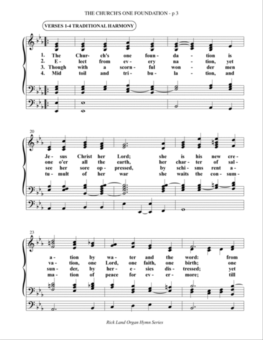 The Church's One Foundation - Easter Hymn Harmonization for Organ Organ Solo scores gallery preview page 6