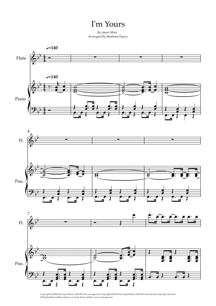 I'm Yours I'm Yours Flute Solo scores gallery preview page 1