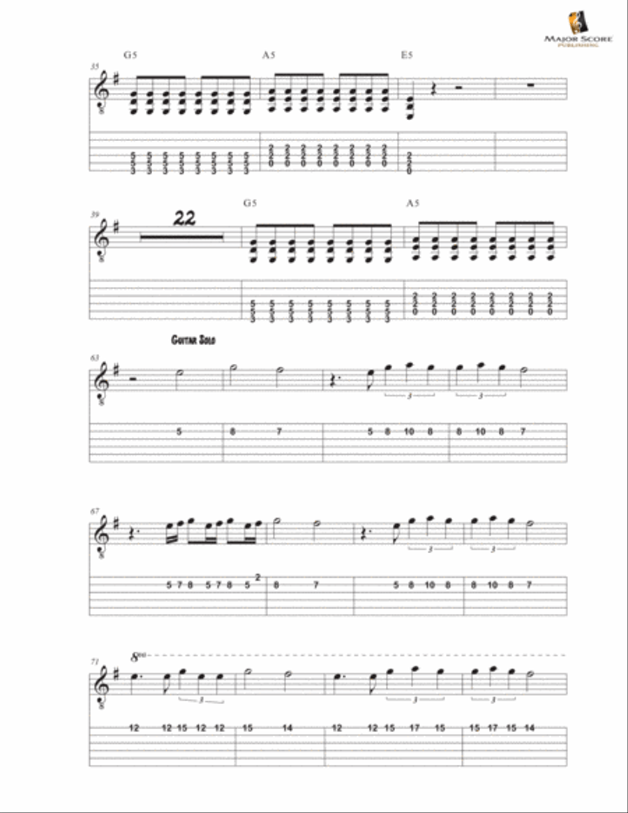 Seven Nation Army Guitar Tablature scores gallery preview page 2
