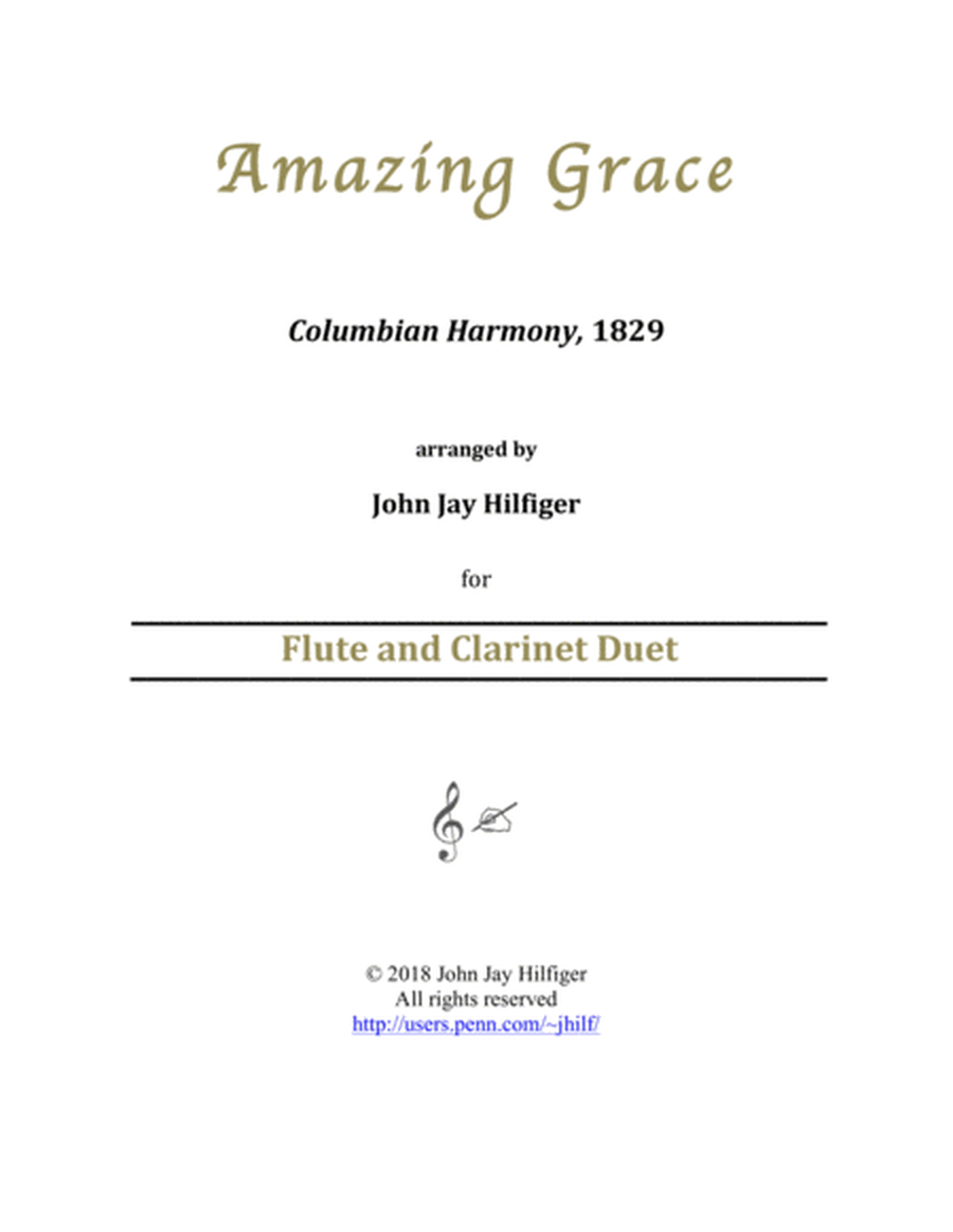 Amazing Grace for Flute and Clarinet Duet image number null