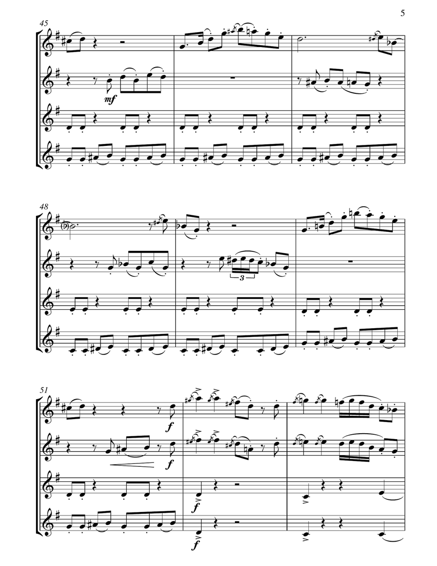 Baby Elephant Walk Clarinet Quartet scores gallery preview page 6