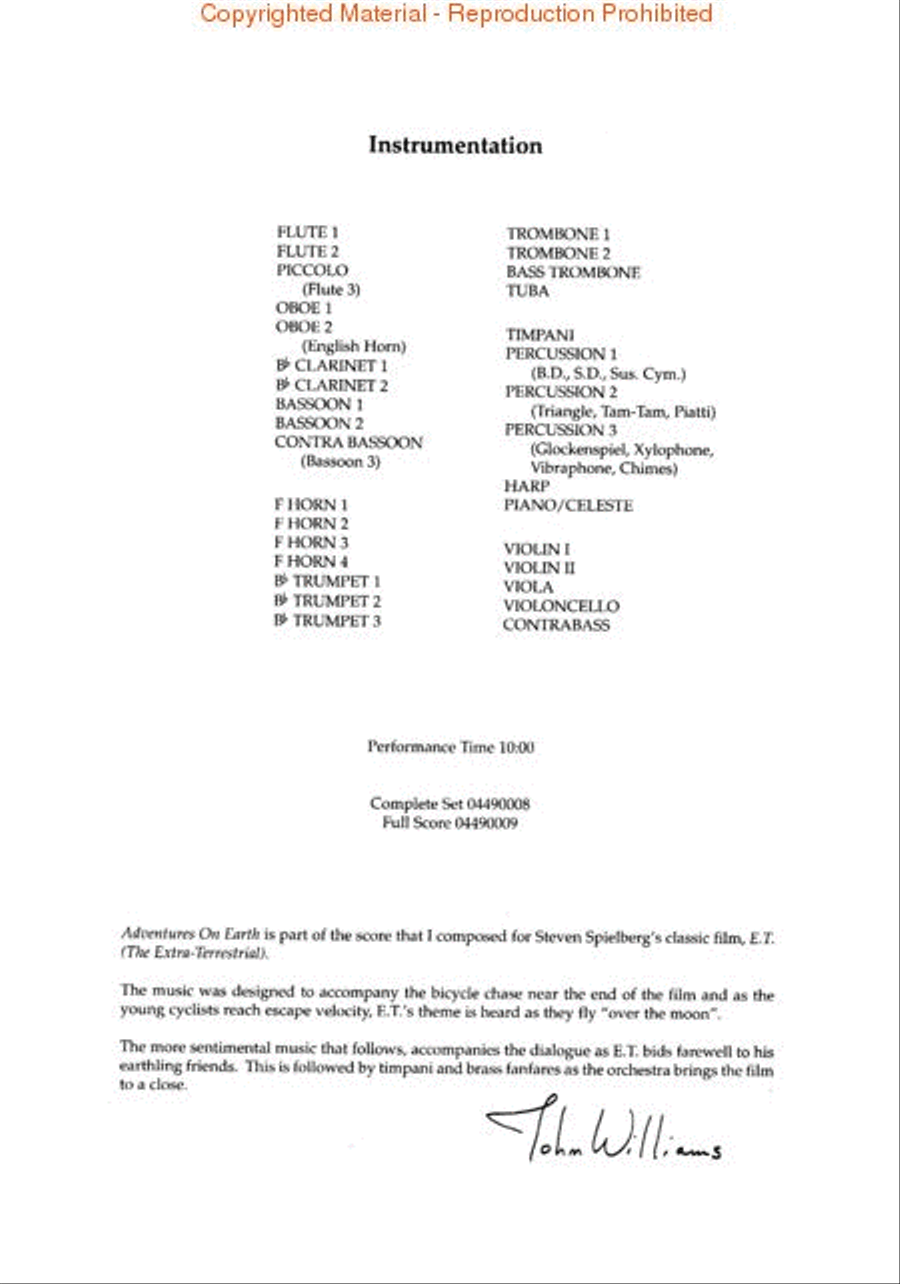 Adventures on Earth (from E.T.: The Extra-Terrestrial) Full Orchestra scores gallery preview page 2
