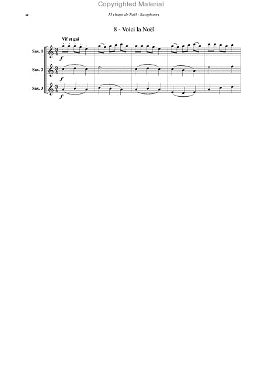 Chants de Noël (15), pour saxophone Saxophone Ensemble scores gallery preview page 9