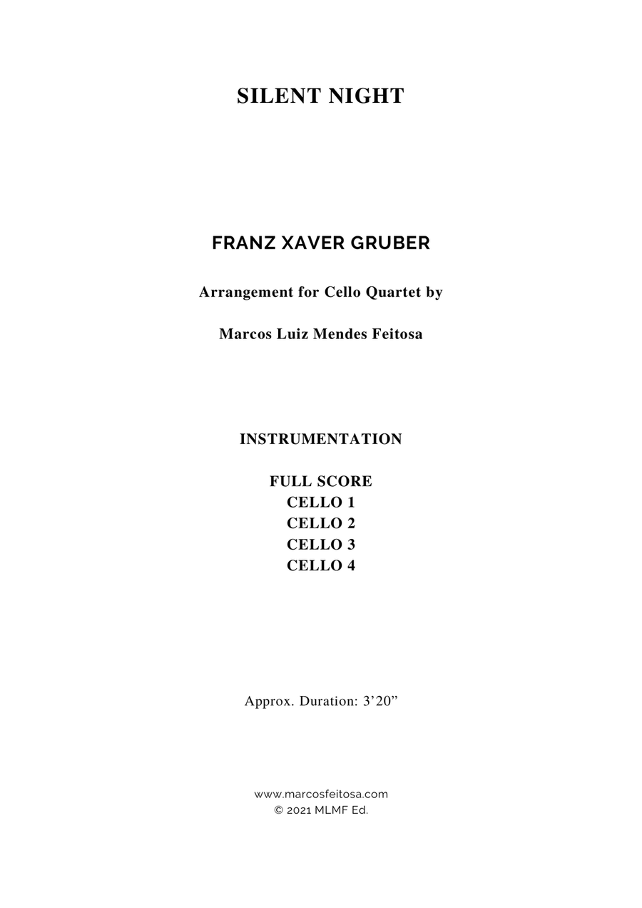 Silent Night - Cello Quartet String Quartet scores gallery preview page 2