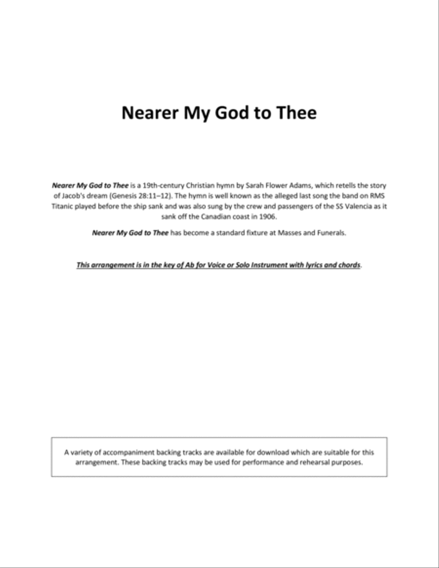 Nearer My God to Thee for Solo Voice / Solo Instrument in Ab Voice scores gallery preview page 2