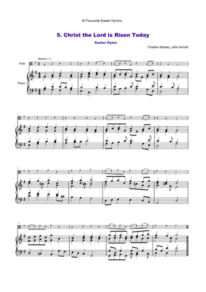 16 Favourite Easter Hymns for Solo Viola and Piano
