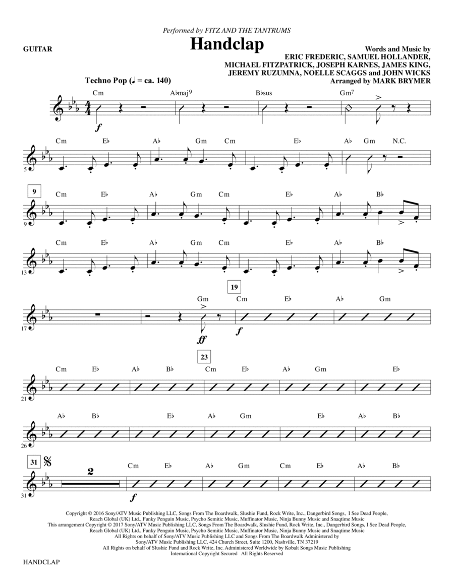 HandClap arr. Mark Brymer Guitar by Fitz and The Tantrums