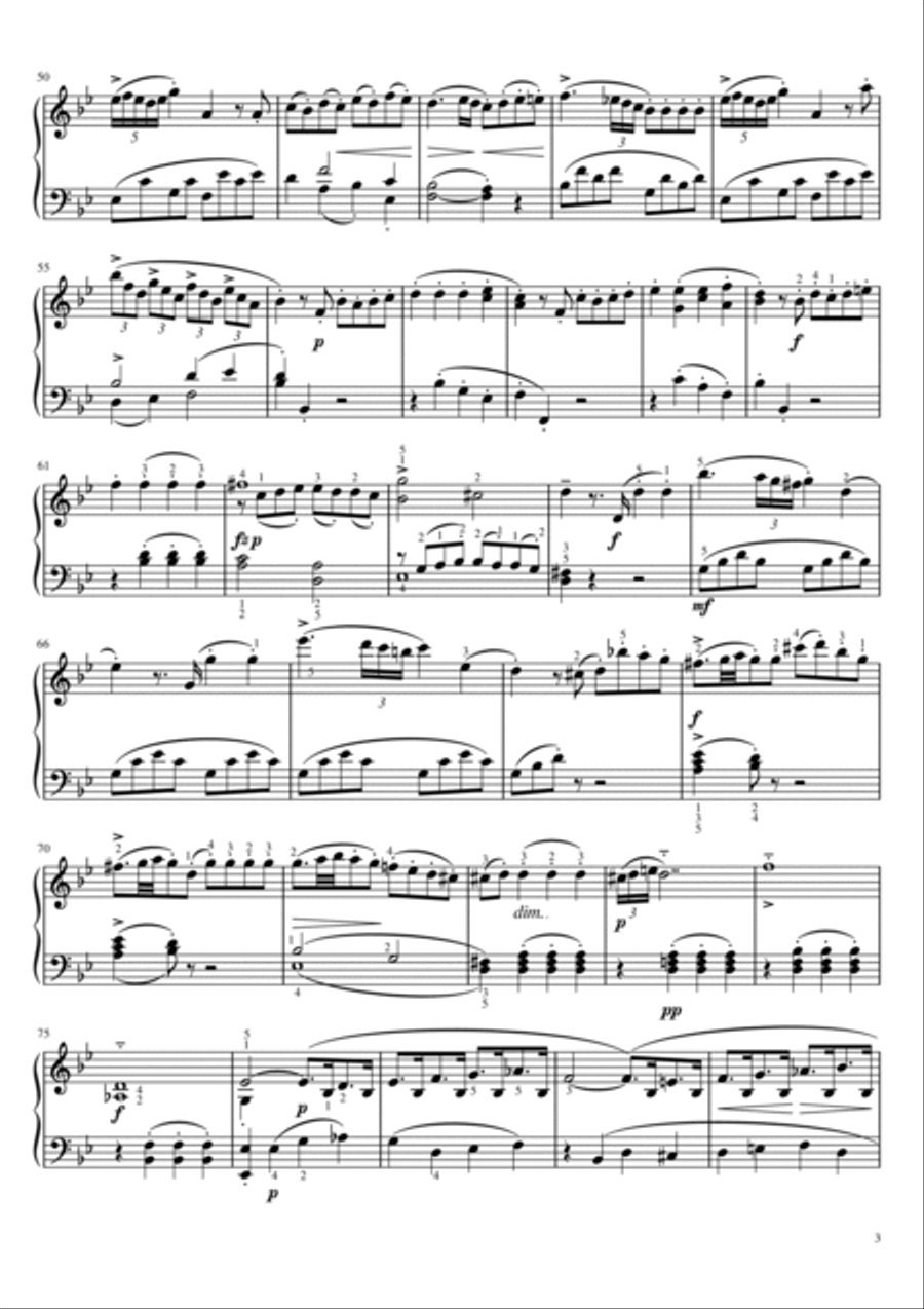Mozart - Piano Sonata No.13 in B-flat Major, K.333/315c - 3rd Mov - Original With Fingered For Piano Piano Solo scores gallery preview page 3