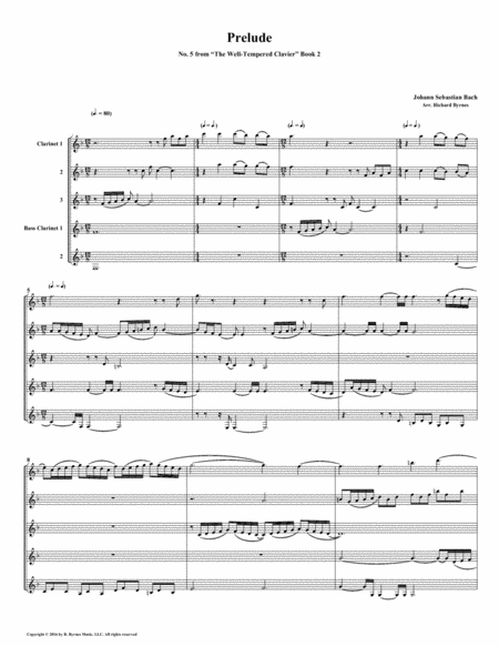 Prelude 05 from Well-Tempered Clavier, Book 2 (Clarinet Quintet) image number null