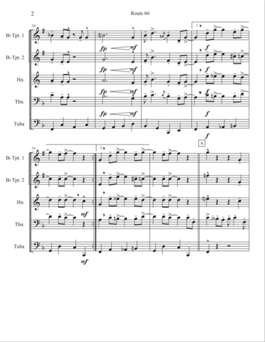 Route 66 Brass Quintet scores gallery preview page 3