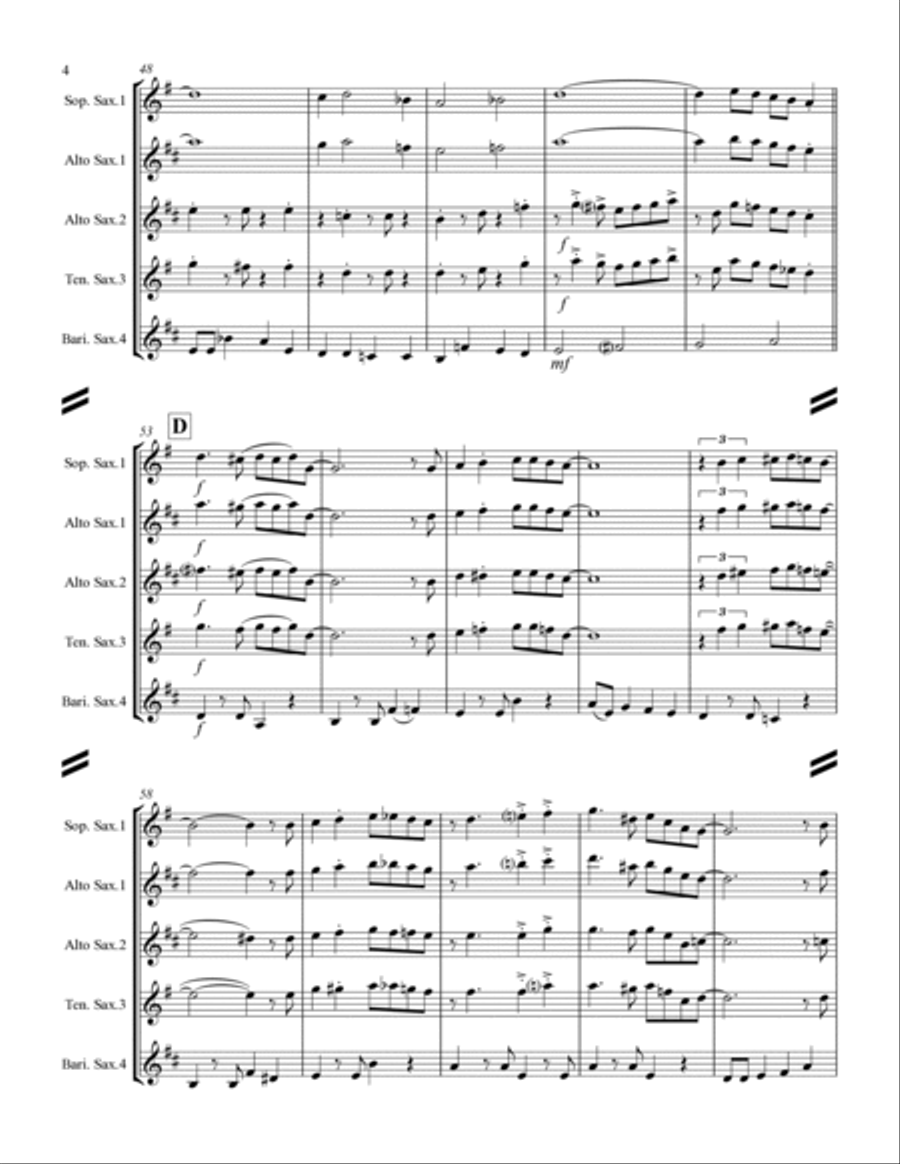 The Way You Look Tonight Saxophone Quartet scores gallery preview page 5
