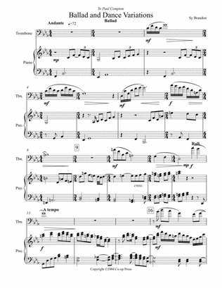 Ballad and Dance Variations for Trombone and Piano
