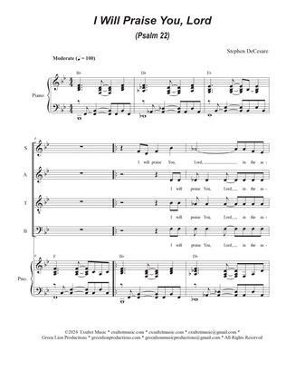 I Will Praise You, Lord (Psalm 22) (Vocal Quartet - (SATB)