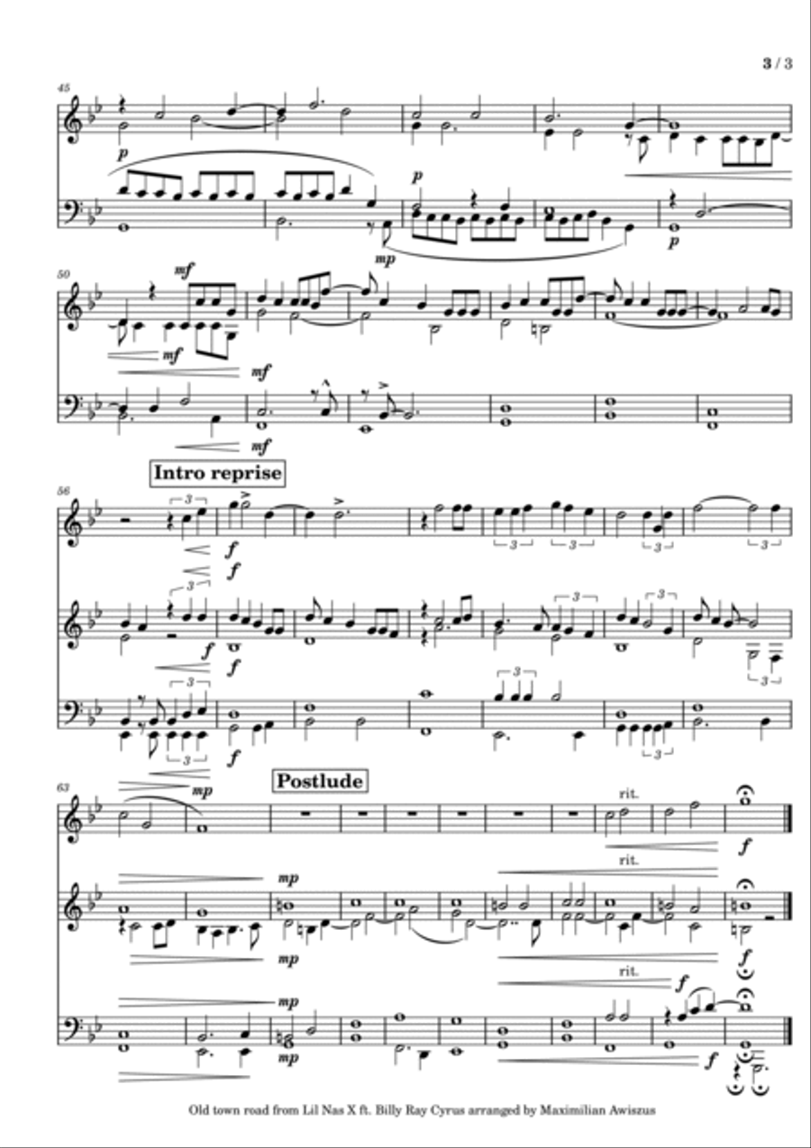 Old Town Road (remix) Brass Ensemble scores gallery preview page 3