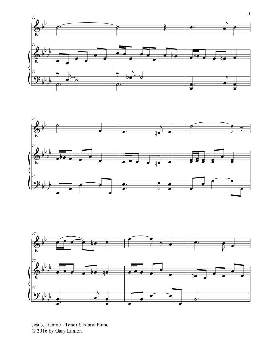 JESUS, I COME (Duet – Tenor Sax & Piano with Parts) Woodwind Duet scores gallery preview page 4