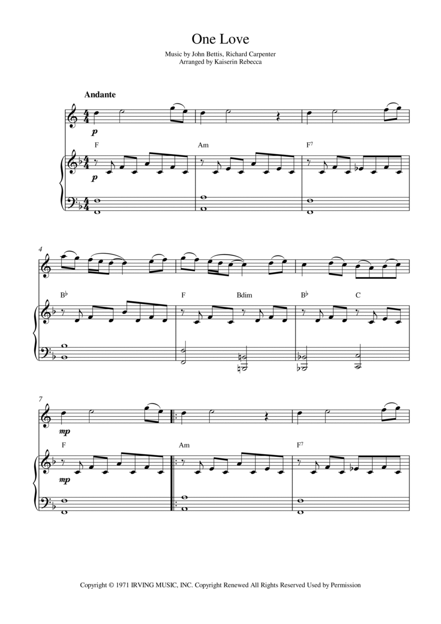 One Love English Horn scores gallery preview page 1
