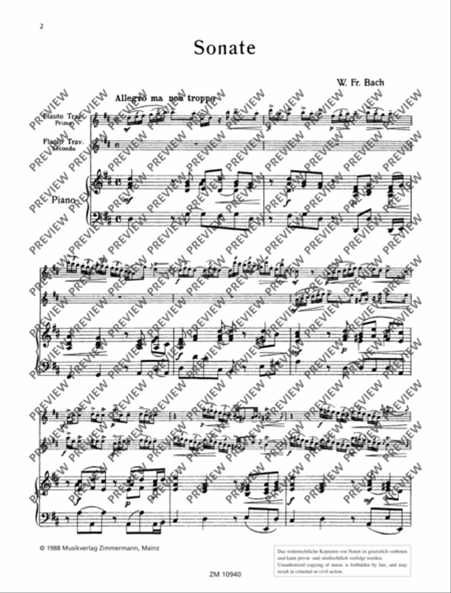 Sonata D major Sonata D major Flute Duet scores gallery preview page 3