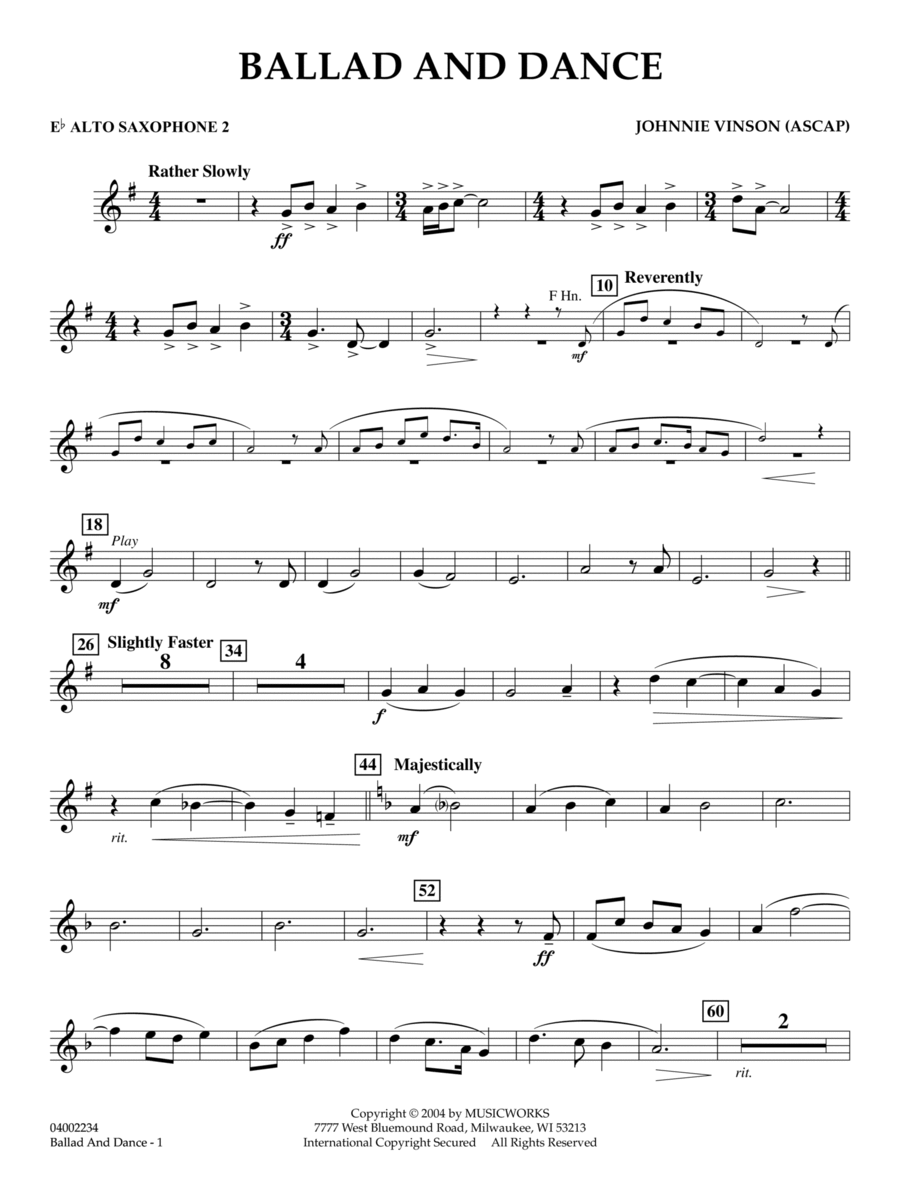 Ballad And Dance - Eb Alto Saxophone 2 Concert Band scores gallery preview page 1