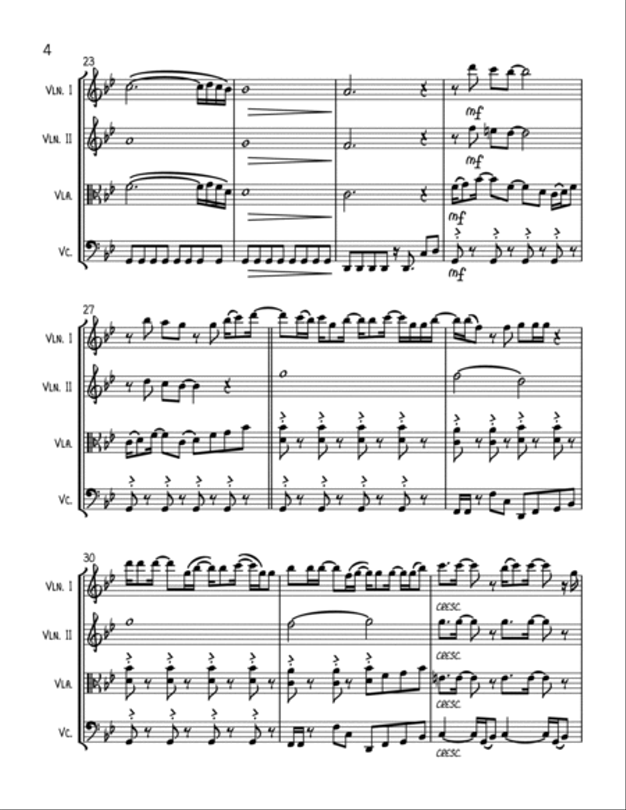 Stayin' Alive from the Motion Picture SATURDAY NIGHT FEVER String Quartet scores gallery preview page 4