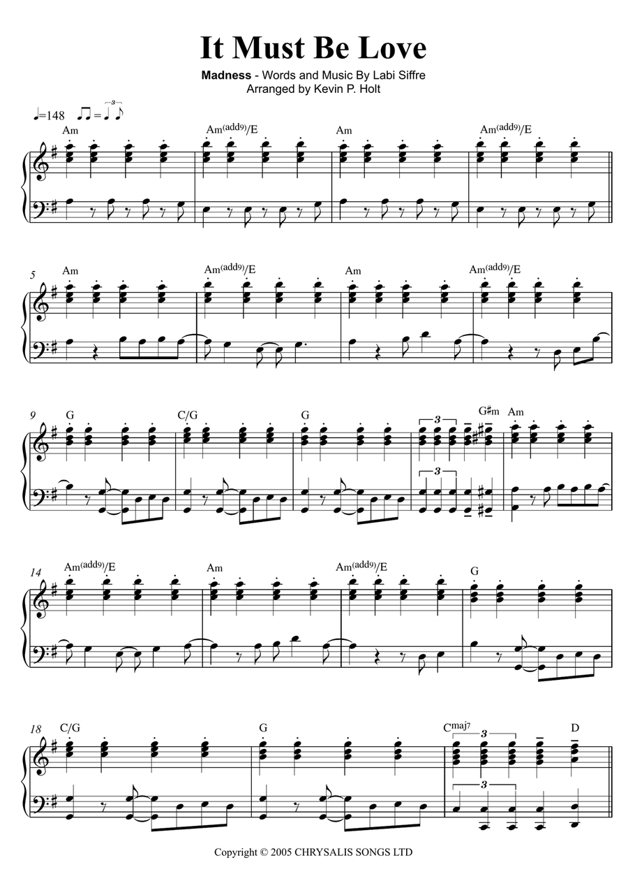 It Must Be Love Piano Solo scores gallery preview page 1