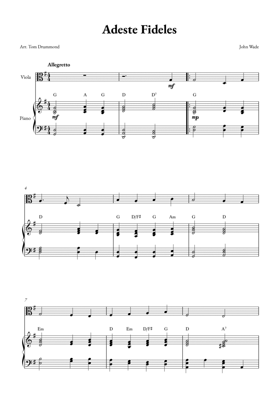 Adeste Fidelis Viola scores gallery preview page 1