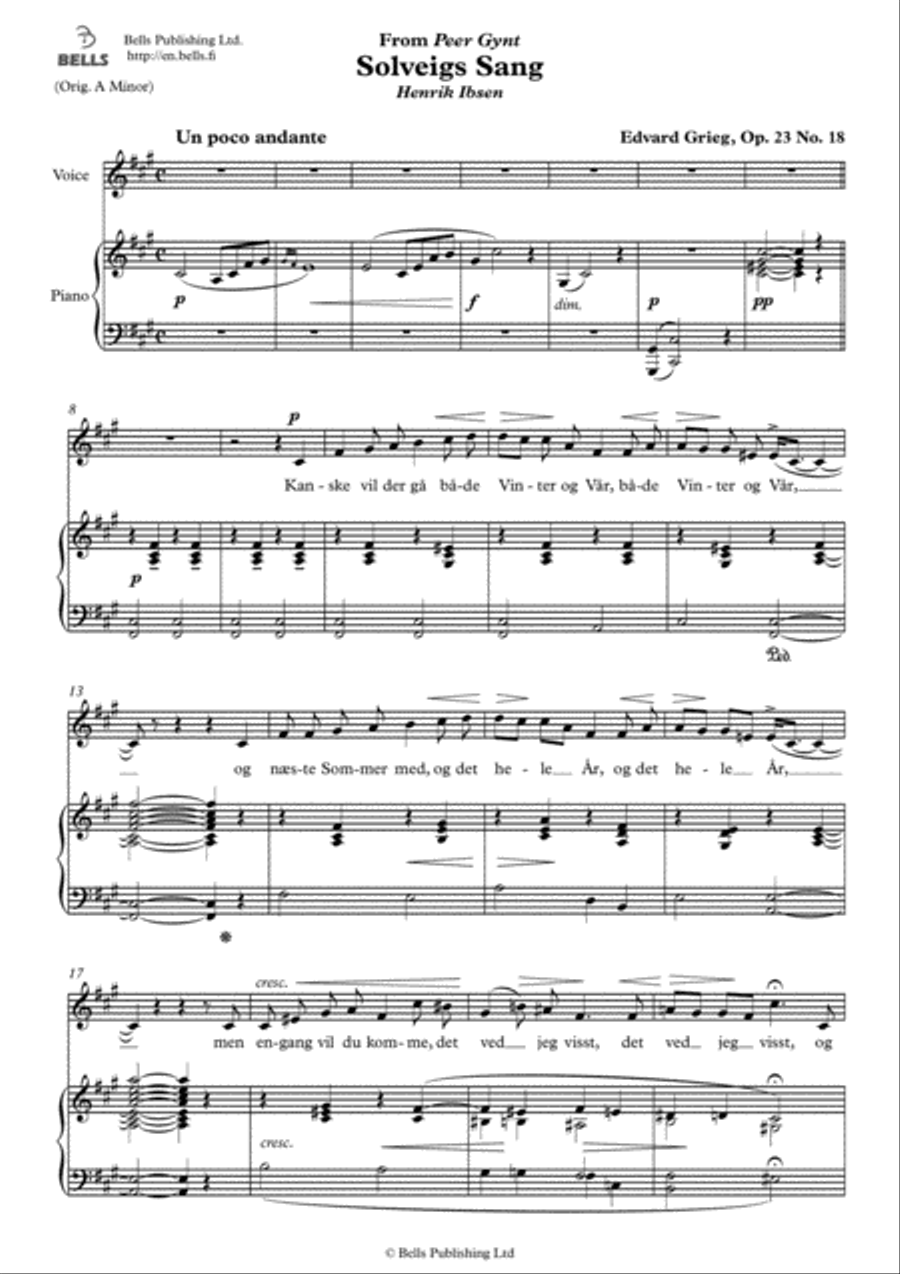 Solveigs Sang, Op. 23 No. 18 (F-sharp minor) Voice Solo scores gallery preview page 1
