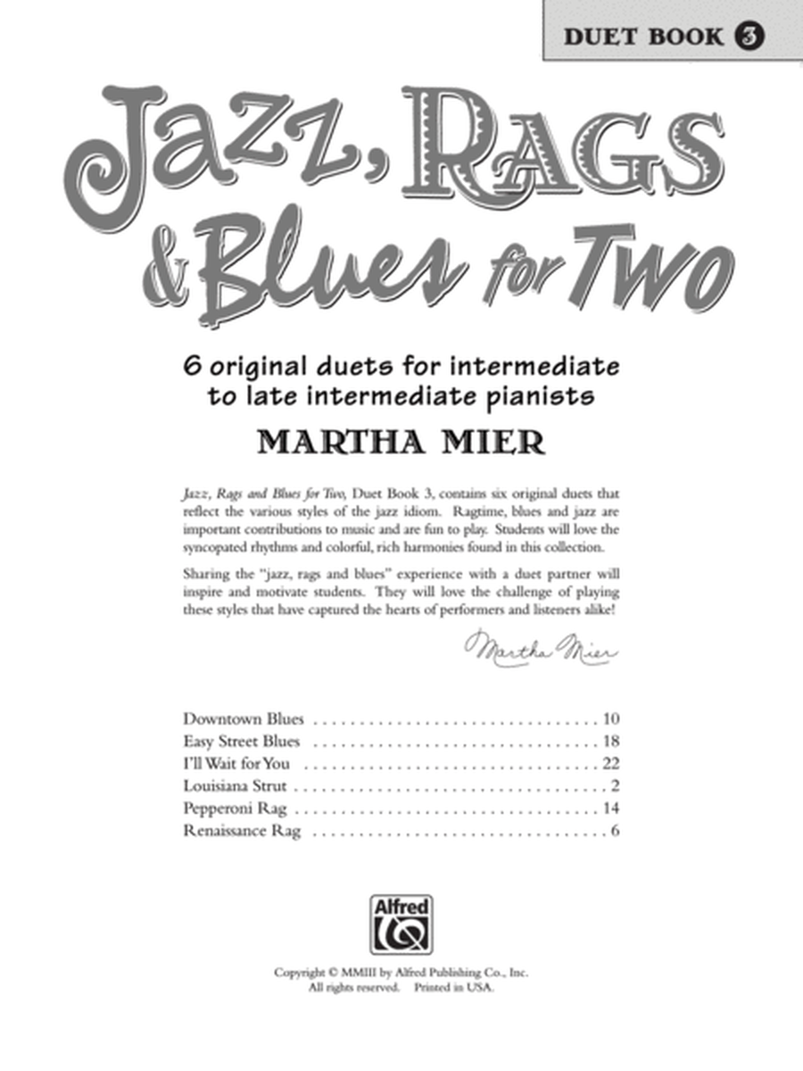 Jazz, Rags & Blues for Two, Book 3 image number null