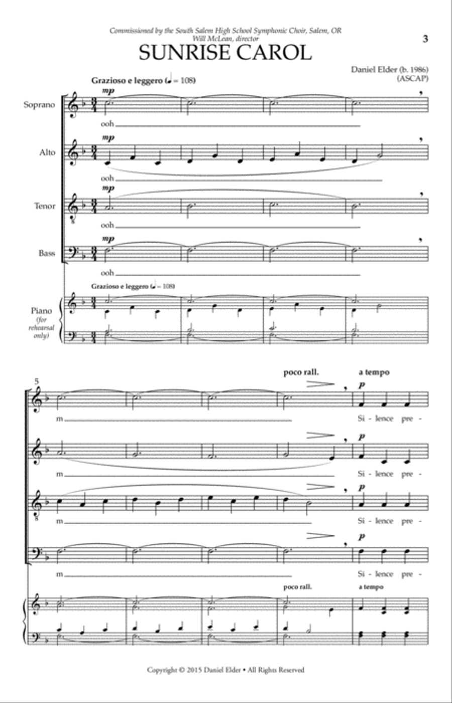 Sunrise Carol 4-Part scores gallery preview page 3