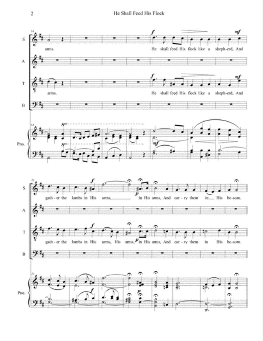 He Shall Feed His Flock 4-Part scores gallery preview page 2
