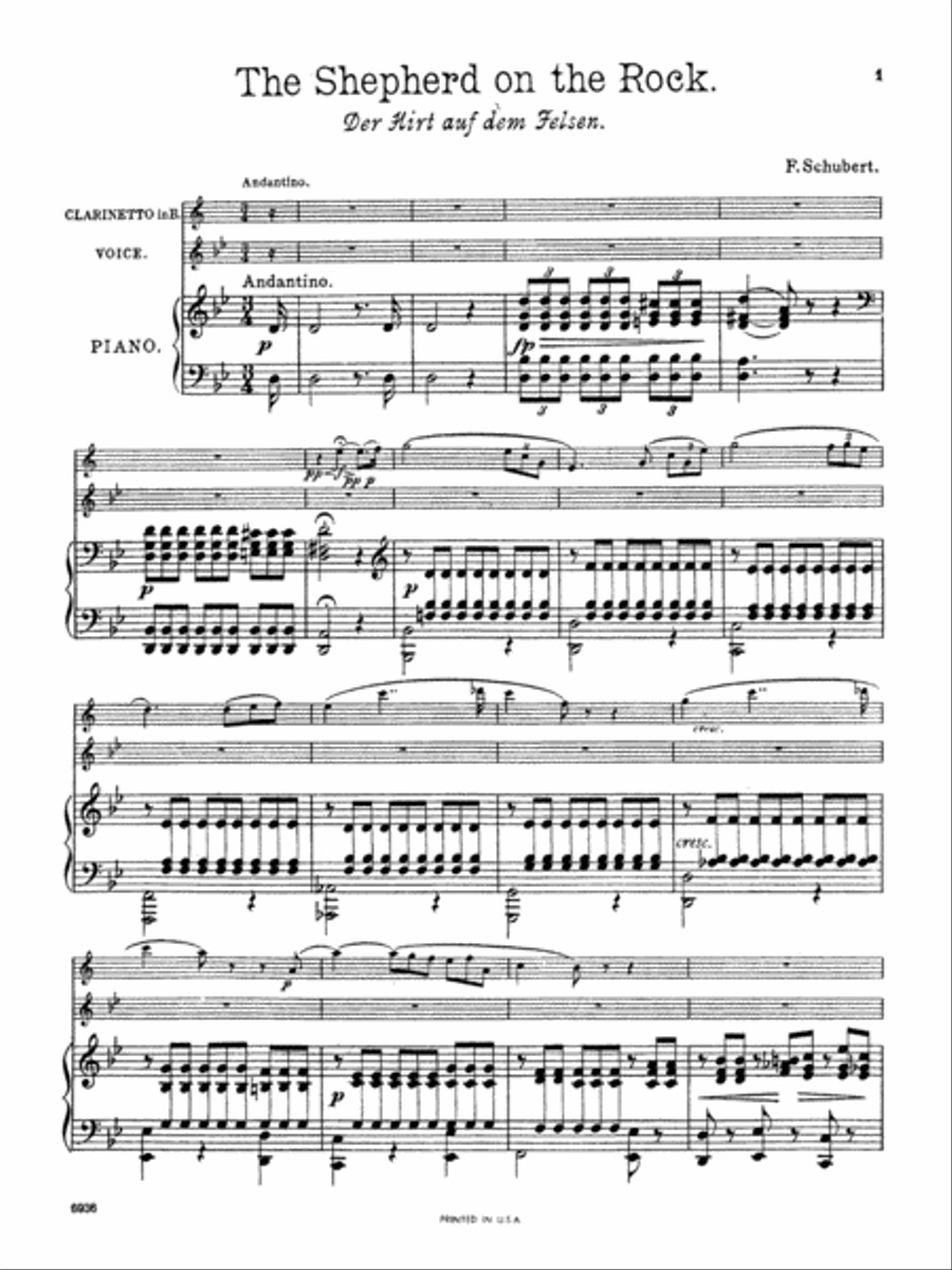 Shepherd on the Rock, The (Der Hirt auf dem Felsen) Op. 129 (with Clarinet & Piano) Clarinet Solo scores gallery preview page 4