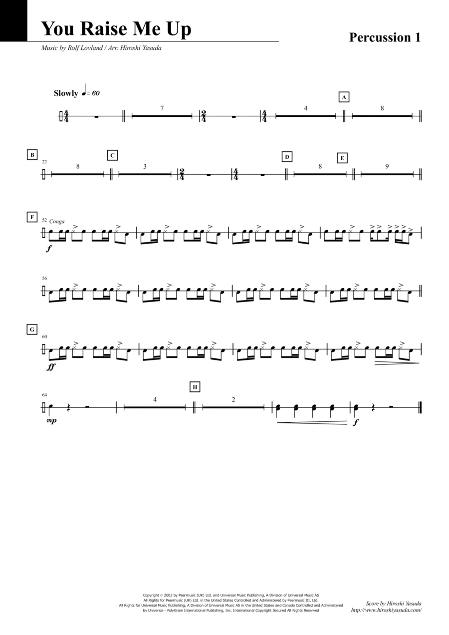 You Raise Me Up Percussion scores gallery preview page 1